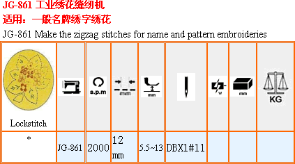 JG-861 861普通繡花機