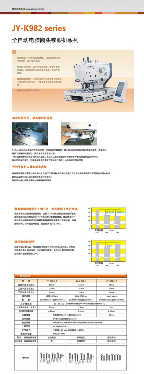 JY-K982 全自動電腦圓頭鎖眼機