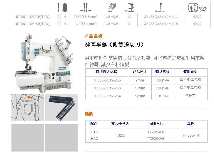 HF008-02056/FBQ HF008-02064/FBQ 褲耳車縫（附雙邊切刀）